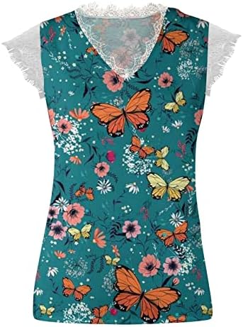 Kolsuz Kısa Kollu 2023 Elbise Moda Dantel Pamuk V Boyun Çiçek Grafik Bayan Üst Sonbahar Yaz Kızlar 7B