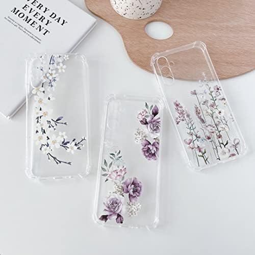 DEFBSC Yumuşak Kılıf Samsung Galaxy A14 5G ile uyumlu, Şeffaf Çiçek Çiçek Desen Baskı Tasarımı Kadınlar Kızlar için
