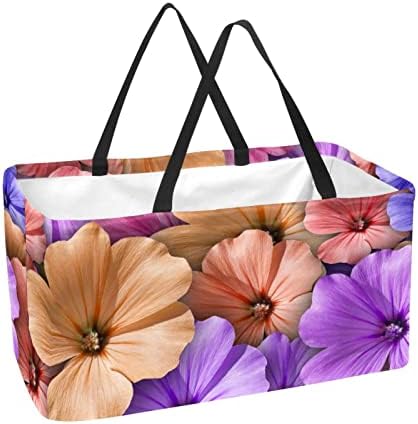 Yeniden kullanılabilir alışveriş sepeti Renkli Sardunya Çiçekleri Taşınabilir Katlanır Piknik Bakkal torbaları çamaşır