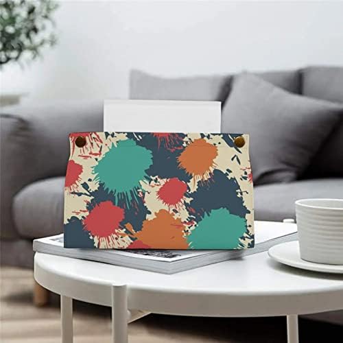 Renkli Boya Sıçraması PU Deri Doku kutu tutucu Kağıt Havlu saklama çantası Ofis Ev Yatak Odası için