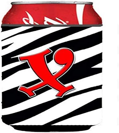 Caroline's Treasures CJ1024-XCC Harf X İlk Monogram-Zebra Kırmızı Kutu veya Şişe Saran, Soğutabilir Kol Saran Makinede