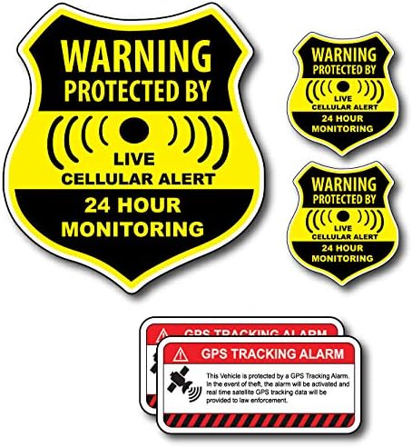 (5 Paket) 24 Saat İzleme Kombinasyon Paketi-Bu Araç GPS İzleme Uyarı işaretleri ile Korunmaktadır-Çıkartma Kendinden