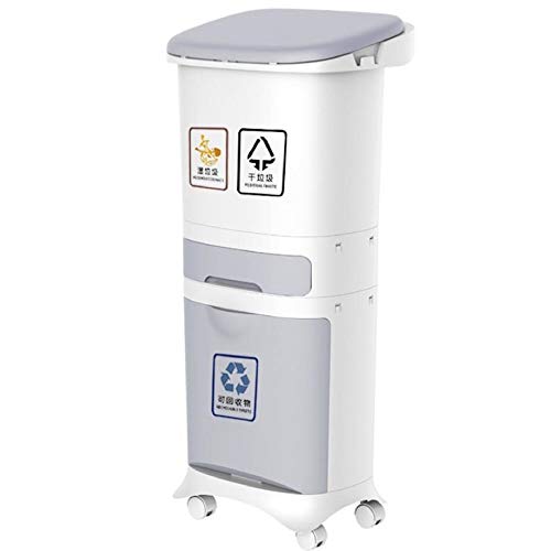 QYTECljt Ofis çöp tenekesi 3 Katmanlı Sınıflandırma çöp tenekesi Mutfak Plastik Çöp Kovası ıslak ve Kuru Basma Düğmesi