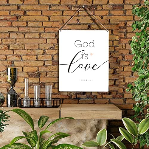 Romantik Tanrı Aşk İncil Ayet Ahşap Işareti Rustik 1 John 4:8 Hıristiyan Ahşap Asılı Plak Ev Ofis Duvar Sanatı Dekorasyon