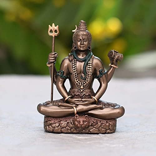 Koleksiyon Hindistan 3.4 inç Soğuk Döküm Bronz Lord Shiv Idol Hediye olarak (Çok Renkli)