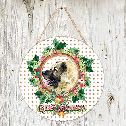 Alioyoit 6 İnç Yuvarlak Ahşap hoş geldin yazısı Plak Noel Çelenk Çelenk Köpek Rustik Kapı Askı İşareti Antika Ahşap