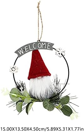 Happyyami İsveç Gnome Noel Çelenk için Ön Kapı Küçük Santa İskandinav Tomte Cüceler Süsler Noel Kapı Çelenkler Pencere