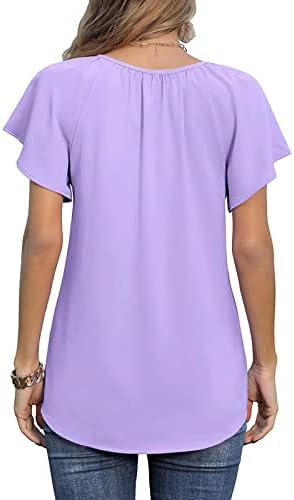 Bluz Tshirt Kadınlar için Sonbahar Yaz Kısa Kollu V Boyun Peplum Ripped Sıkıntılı Düz Casual Bluz 8D 8D