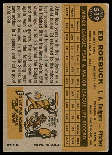 1960 Topps 519 Ed Roebuck Los Angeles Dodgers (Beyzbol Kartı) VG/ESKİ Dodgers