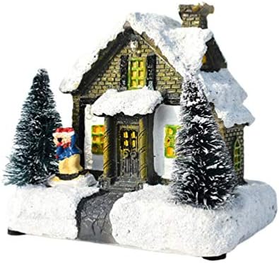 Holibanna Light-Up Santa Ev Süsleme LED reçine ışıklı noel kar Köy Evi Modeli süsler ışıklı tatil Noel Ağacı süsleme