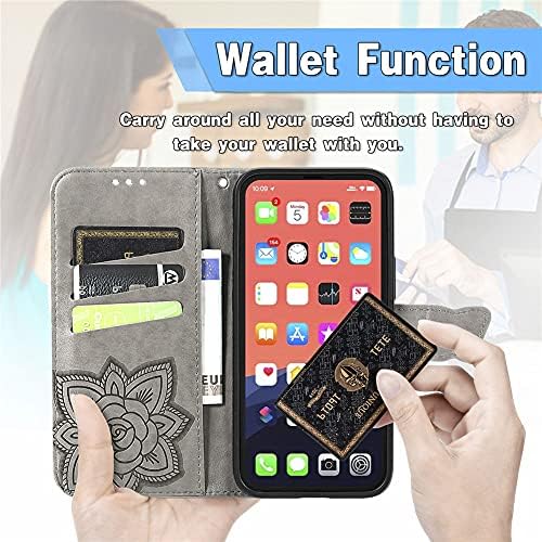 COTDINFOR iPhone 13 Kılıf ile Uyumlu Glitter Bling kart tutucu ve Standı ile deri flip cüzdan Elmas Kelebek Darbeye