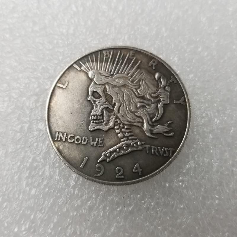 Antika Zanaat Kafatası Gezgin Gümüş Kaplama Morgan Sikke Gümüş Dolar Gümüş Yuvarlak 464