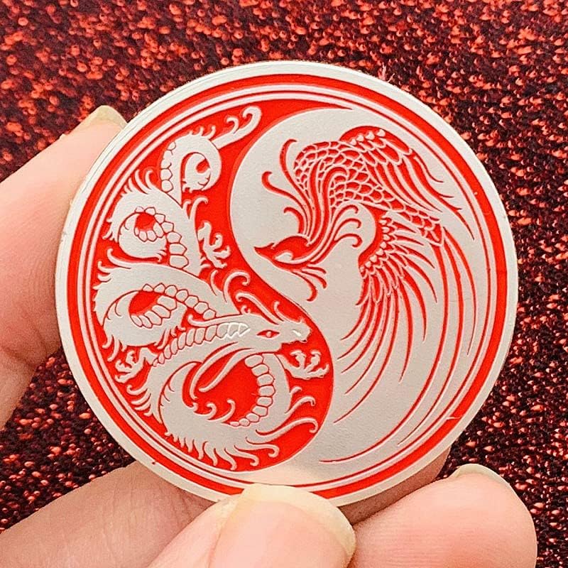 Ejderha ve Anka Uğurlu Altın Kaplama Paralar Dört Hayvanlar Tai Chi yin ve yang parmak uçları Oyun altın madalyonlar