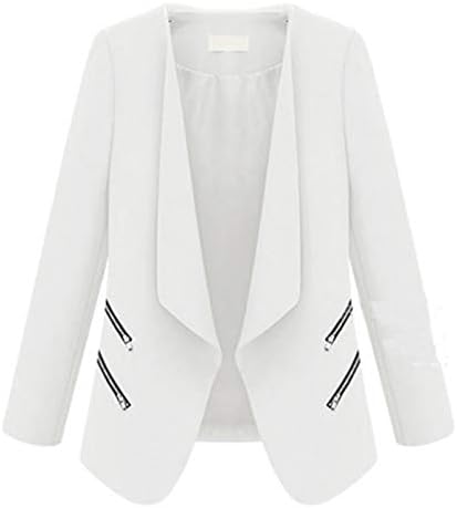 Andongnywell Bayan Blazer Uzun Kollu Casual Açık Ön Takım Elbise Ceketler Katı Blazer Paltolar Dış Giyim