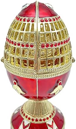 Keren Kopal Kırmızı Faberge Yumurta Biblo Kutusu Avusturyalı Kristallerle Süslenmiş El Yapımı