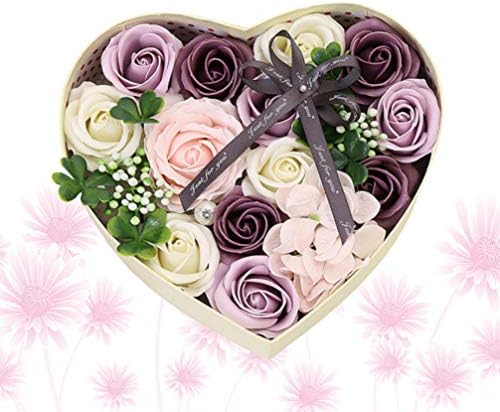 FAVOMOTO Uçucu Yağ Seti Gül Hediyeler 1 adet Sabun Çiçek Kalp Şekli Hediye Kutusu Doğum Günü Düğün Favor Hediye Kutusu
