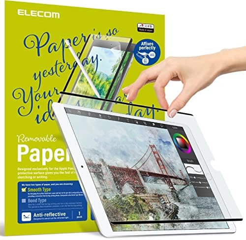 ELECOM Çıkarılabilir Kalem Hissi Ekran Koruyucu-Nano Emiş Kaplaması -, Pürüzsüz Tip, iPad 7 8 (10.2, 2020,2019) Çizim