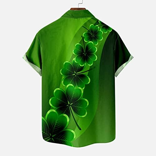 Mutlu Aziz Patrick Günü T Shirt Erkekler için Yeşil Bluz Hawaiian Düğme Yukarı Gömlek Yonca Gömlek Kısa Kollu