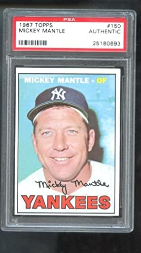 1967 Topps 150 Mickey Mantle New York Yankees PSA AUTH Dereceli Beyzbol Kartı-Slabbed Beyzbol Kartları