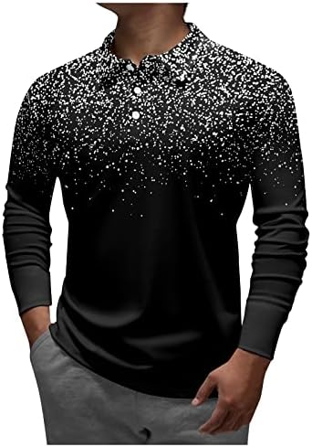 DuDubaby Kravat Boya Gömlek Erkekler için Yaka Uzun Kollu Baskılı Rahat Üst Gevşek Spor Gömlek