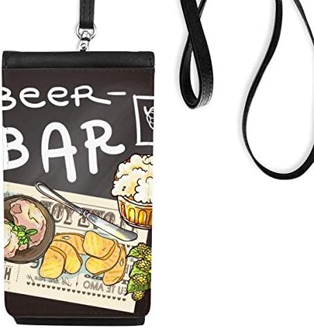 Biftek Bar Fransa Tost Bira Telefon Cüzdan çanta Asılı Cep Kılıfı Siyah Cep