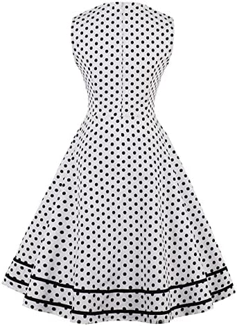 Kadın Vintage Polka Audrey Elbise 1950 s Halter Retro Kokteyl askı elbise 50 s Rockabilly Kolsuz Yay Elbiseler
