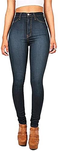 Andongnywell Kadınlar Yüksek Rise Butt Lift Skinny Jeans Yüksek Bel Streç Kot Pantolon Tayt Fermuarlı Cepler ile