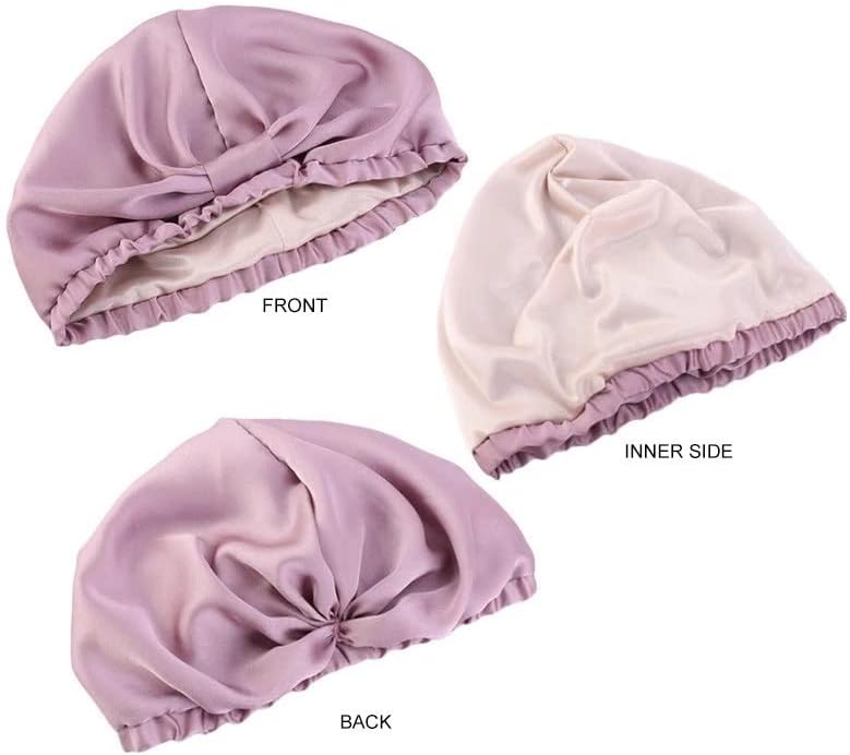 PDGJG Ipek Saten Uyku Kap Kadın Türban Elastik Gece Şapka Uyku Duş Bonnet Bere Şapkalar (Renk: D, Boyutu: 1)