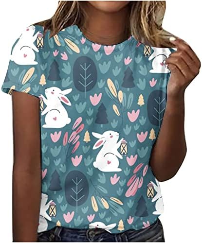 Kadın Kısa Kollu Paskalya Baskılı paskalya Yumurtaları T-Shirt Rahat Rahat Üstleri Genç Kızlar için Yaz Ekip Boyun