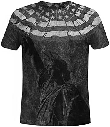 2023 Yeni Erkek Grafik Tees Casual Tshirt 3D 4 Temmuz Bayrağı Desen Vintage T Shirt Gömlek Bellek Köpük Peluş
