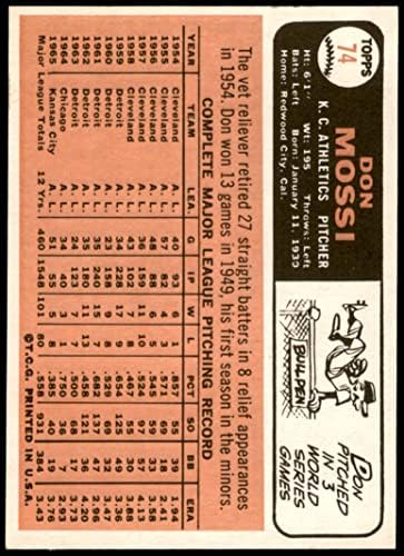 1966 Topps 74 Don Mossi Kansas City Atletizm (Beyzbol Kartı) NM / MT Atletizm