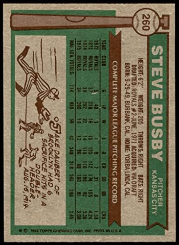 1976 Topps 260 Steve Busby Kansas City Kraliyet Ailesi (Beyzbol Kartı) NM + Kraliyet Ailesi