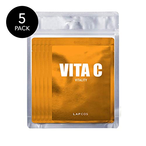 LAPCOS Vita C ve Kollajen Tabaka Maskesi Seti, (10'lu Paket) C Vitamini ve Kolajenli Günlük Tabaka Maskeleri, Cildi