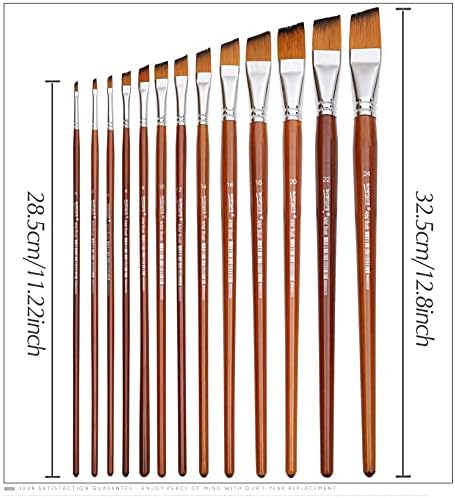 QJPAXL 13 adet Açılı Boya Fırçaları Profesyonel Uzun Saplı Boya Fırçası Eğik Şekil Suluboya Resim Yağı Akrilik Naylon