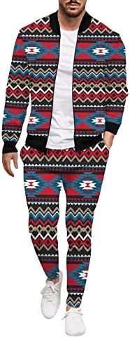 Erkek Kış Rahat Sokak Dokuma Ceket Ceket Pantolon Aztek Geometrik İki Parçalı Erkek Takım Elbise Cadılar Bayramı
