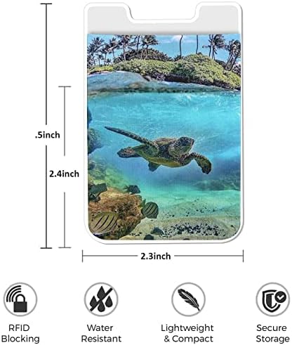 Cep telefonu Kart Tutucu Sıkı Likra Cüzdan Cep Kredi Kartı KİMLİK Kılıfı Kol Yapışkanlı Etiket ile Deniz Kaplumbağası,