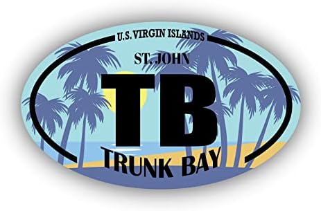 TB Trunk Bay U. S. Virgin Islands St. John / Beach Landmark Stickers / Okyanus, Deniz, Göl, Kum, Sörf, Paddleboarding