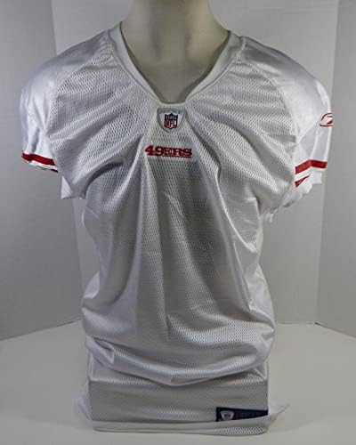 2009 San Francisco 49ers Boş Oyun Verilen Beyaz Forma Reebok 50 DP24090 - İmzasız NFL Oyunu Kullanılmış Formalar