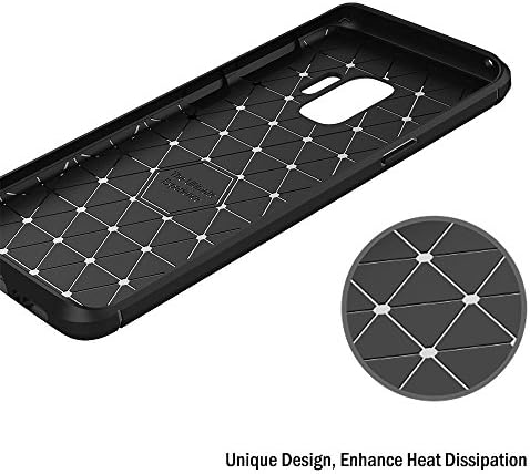 MaıJın samsung kılıfı Galaxy S9 (5.8 inç) Yumuşak Silikon Fırçalanmış Doku Karbon Fiber Tasarım koruma kapağı (Siyah)